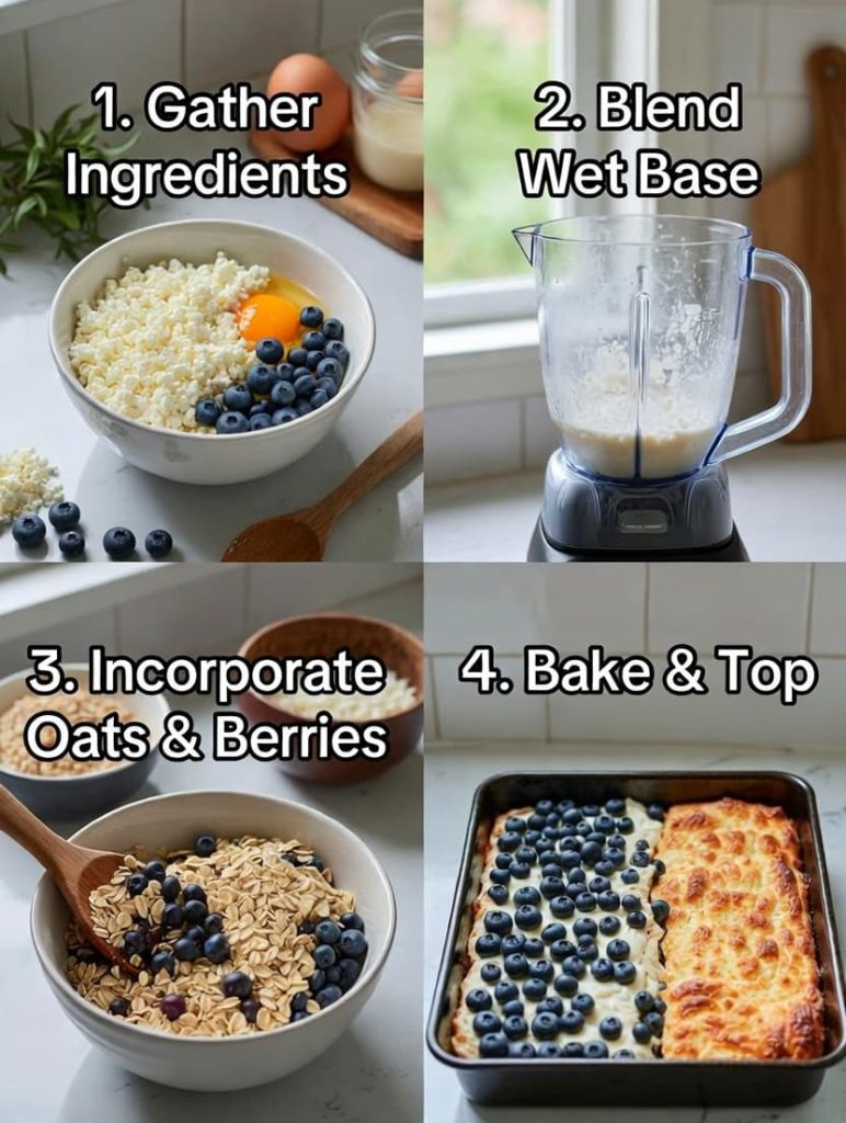 High-Protein Blueberry Cottage Cheese Breakfast Bake prepration
