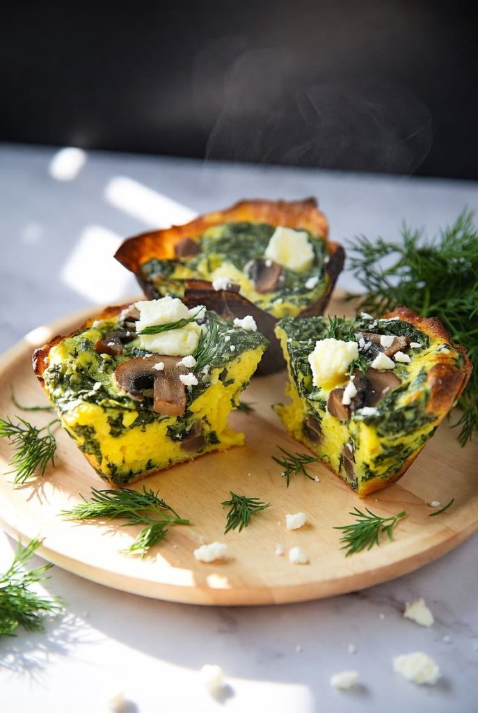 Spinach, Mushroom, and Feta Egg Muffins