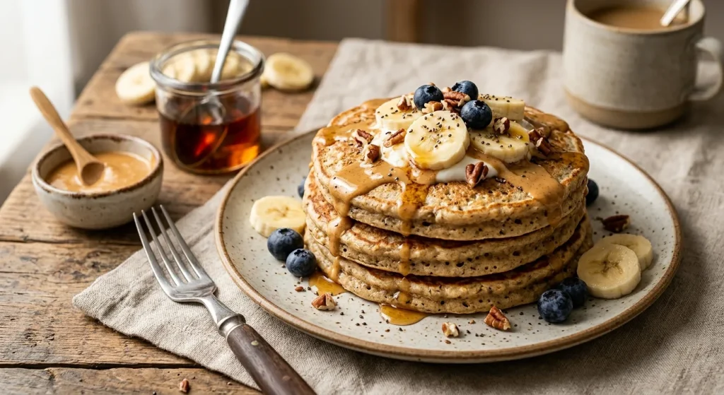 Banana Peanut Butter Protein Pancakes