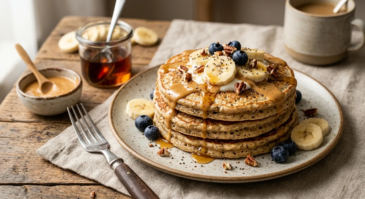 Banana Peanut Butter Protein Pancakes