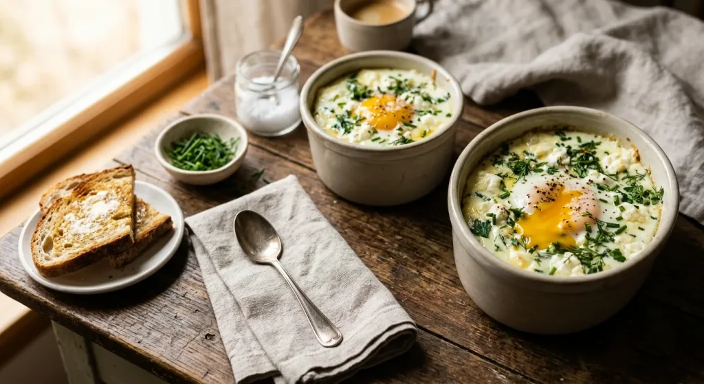 Herb & Goat Cheese Baked Eggs