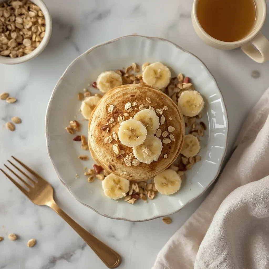 High Protein 3 Ingredient Banana Oatmeal Pancakes
