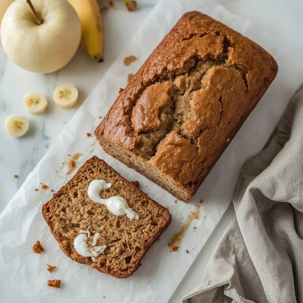 High Protein Banana Bread with Applesauce and Yogurt