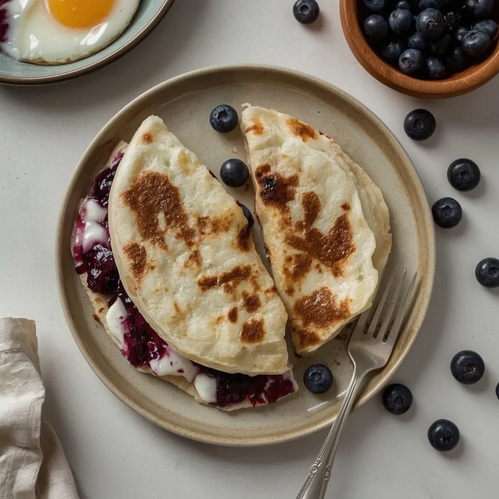 High Protein Blueberry Breakfast Quesadilla