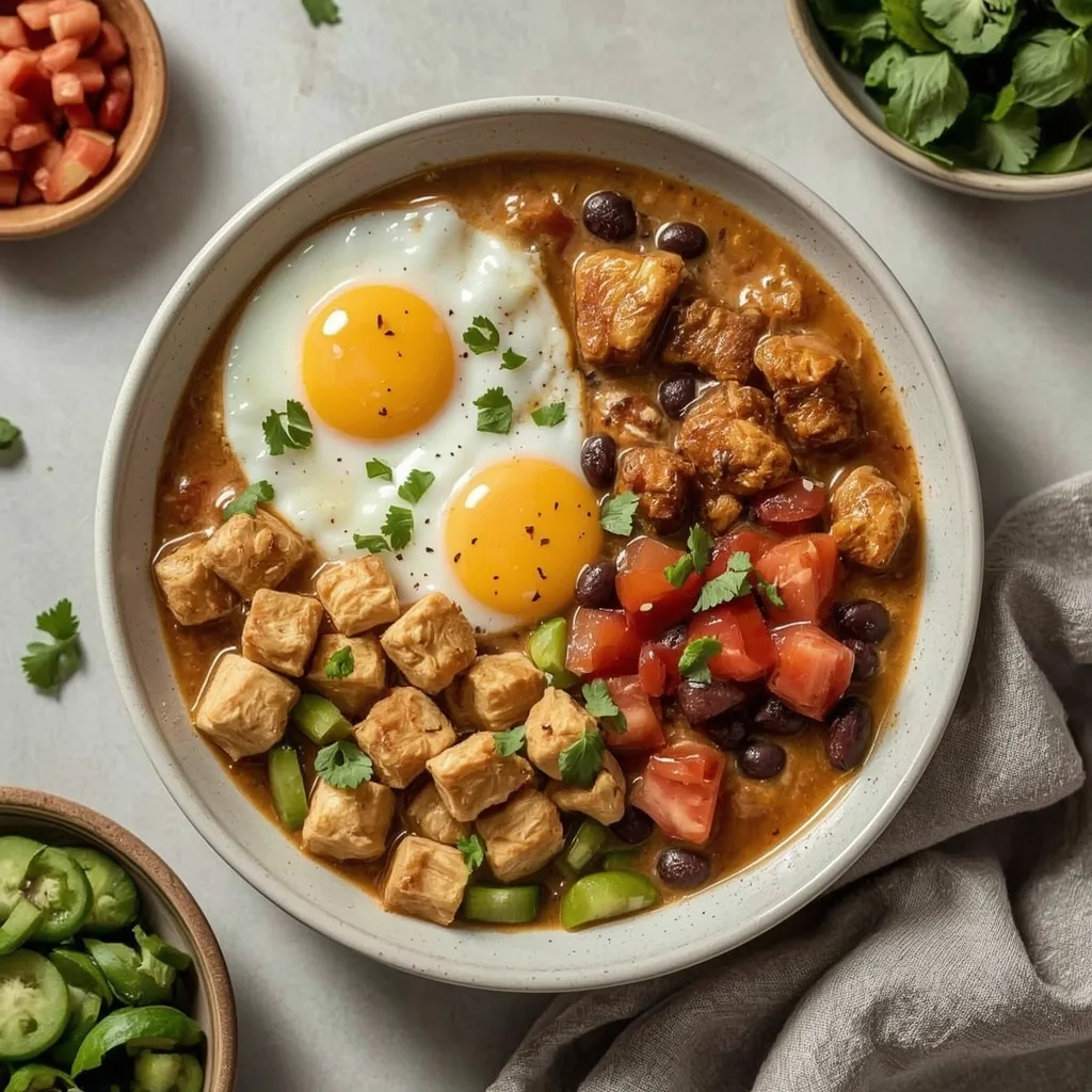 High Protein Chicken Enchilada Breakfast Bowls