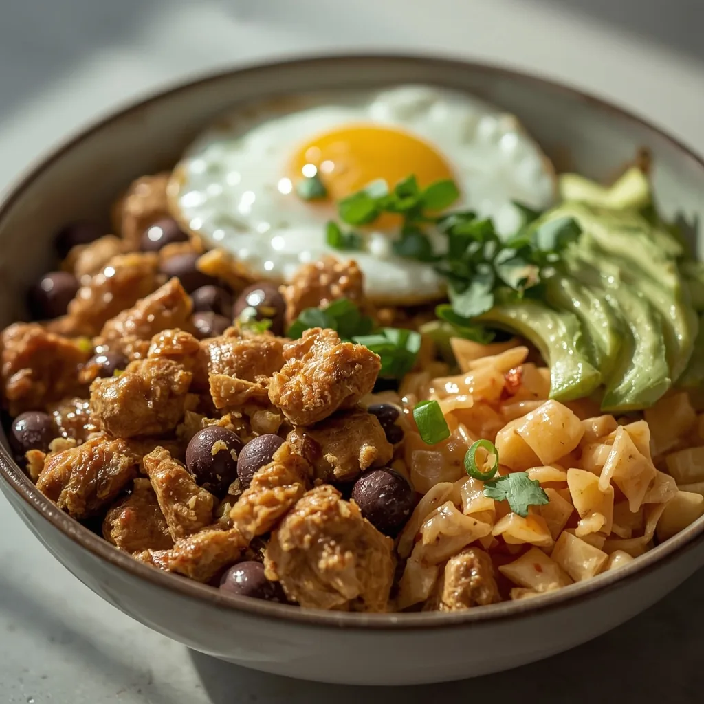 High Protein Chicken Enchilada Breakfast Bowls