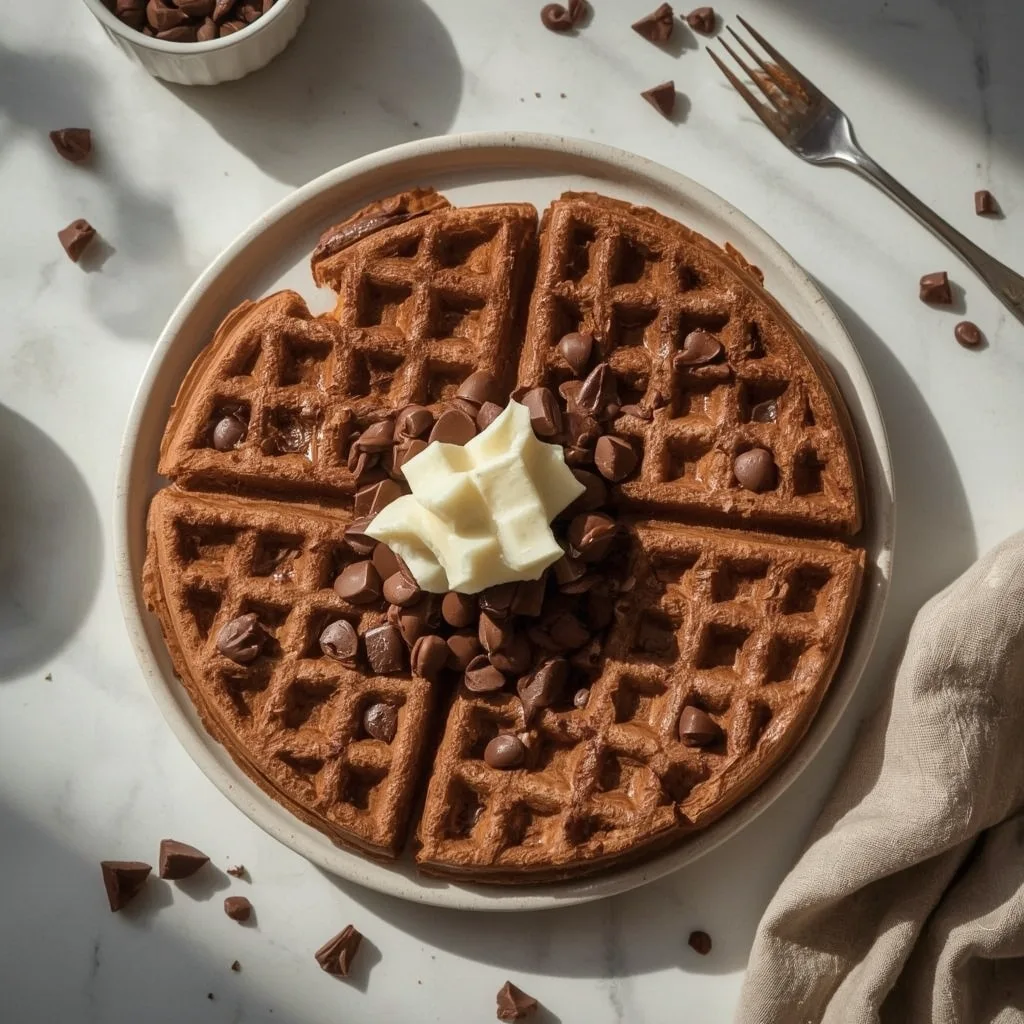 High Protein Chocolate Brownie Waffles