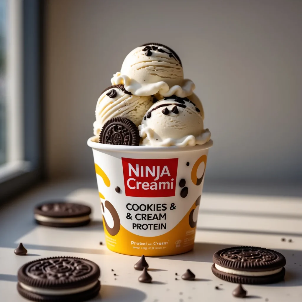 Ninja Creami Cookies & Cream Protein Ice Cream - recipe card
