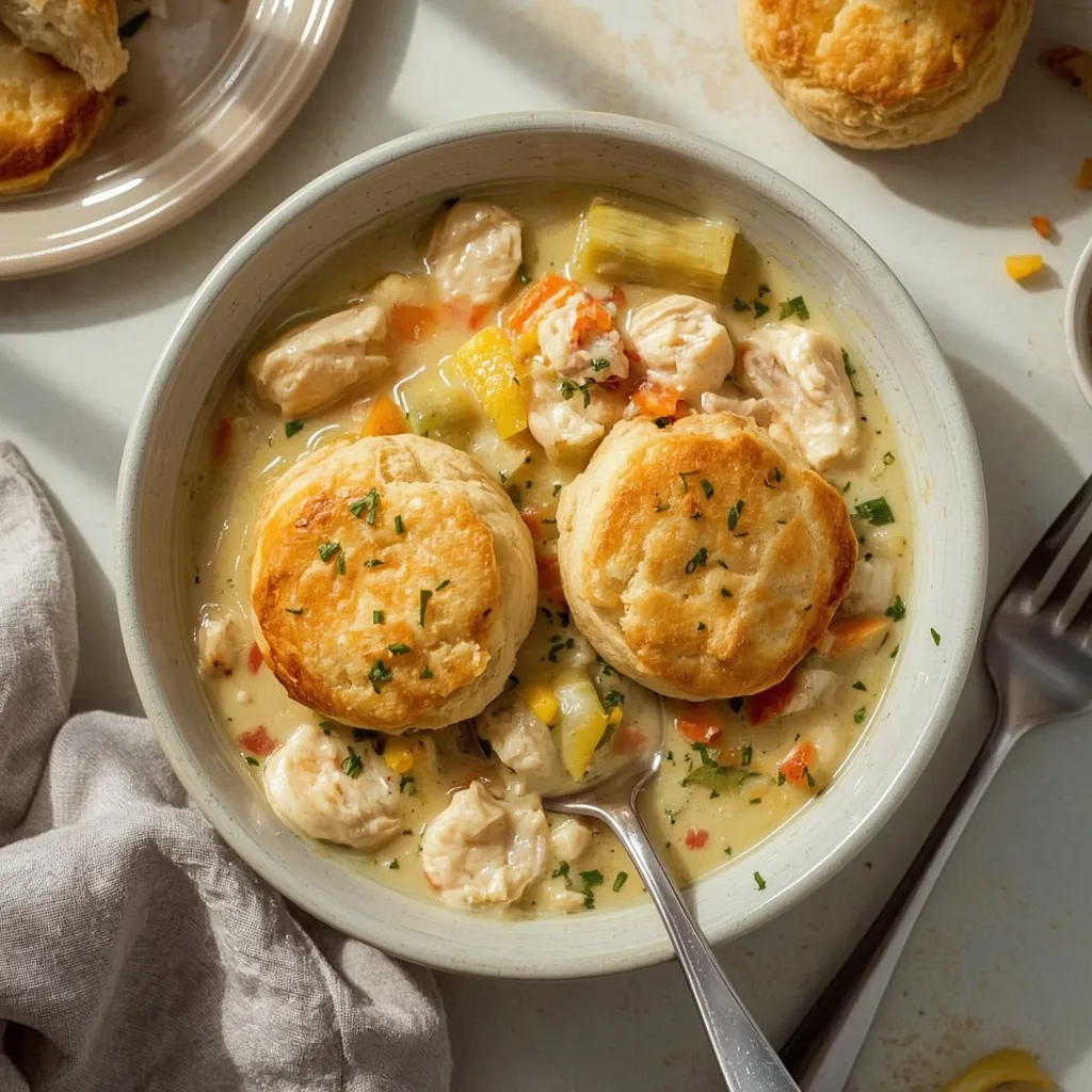 High Protein Red Lobster Biscuit Chicken Pot Pie