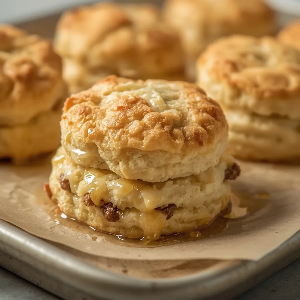 High Protein Sausage Cheese Butter Swim Biscuits