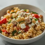 Creamy High Protein Pasta Salad - recipe card