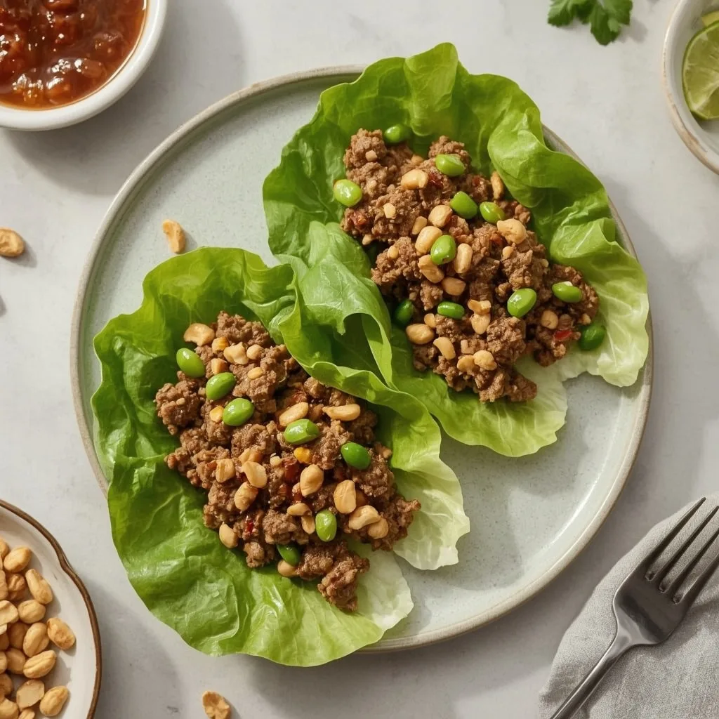 High Protein Asian Ground Beef Lettuce Wraps