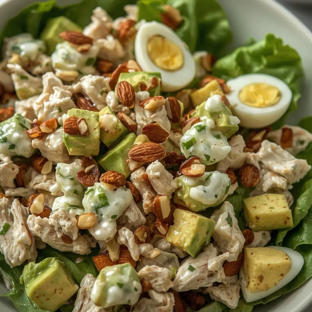 High Protein Avocado Chicken Salad - recipe card