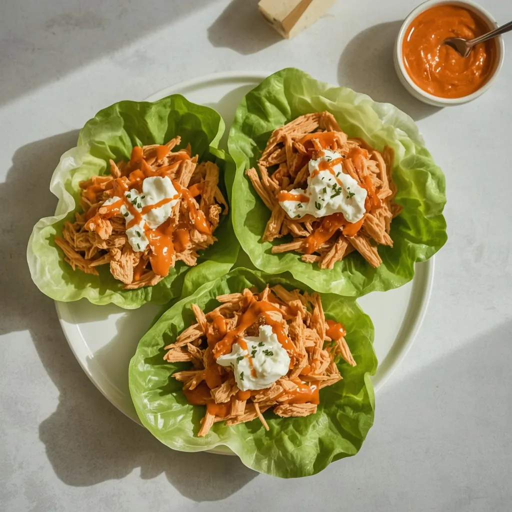 High Protein Buffalo Chicken Lettuce Wraps