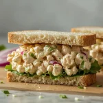 High Protein Cottage Cheese Chicken Salad Sandwich - recipe card