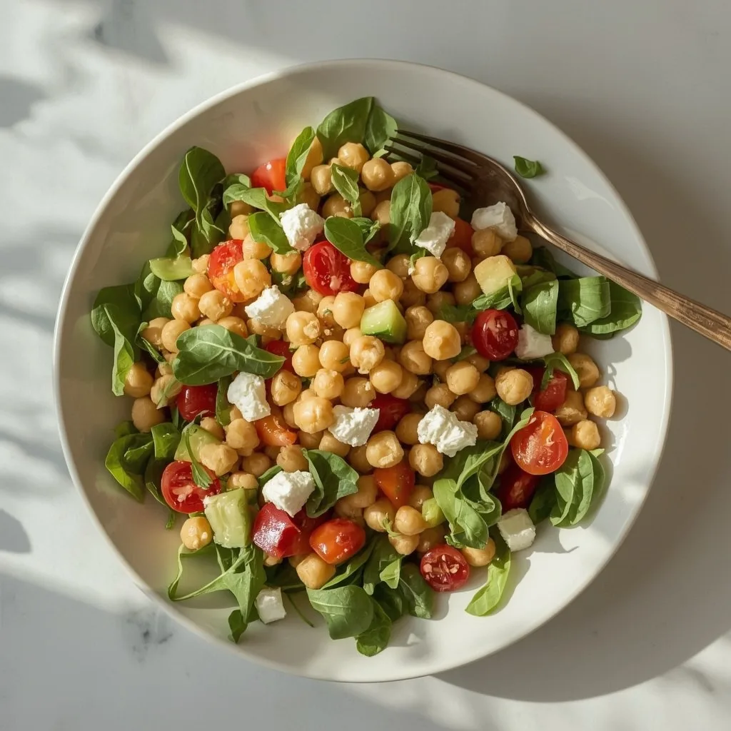 High Protein Cottage Cheese Chickpea Salad