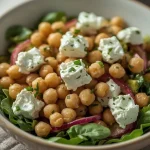 High Protein Cottage Cheese Chickpea Salad - recipe card