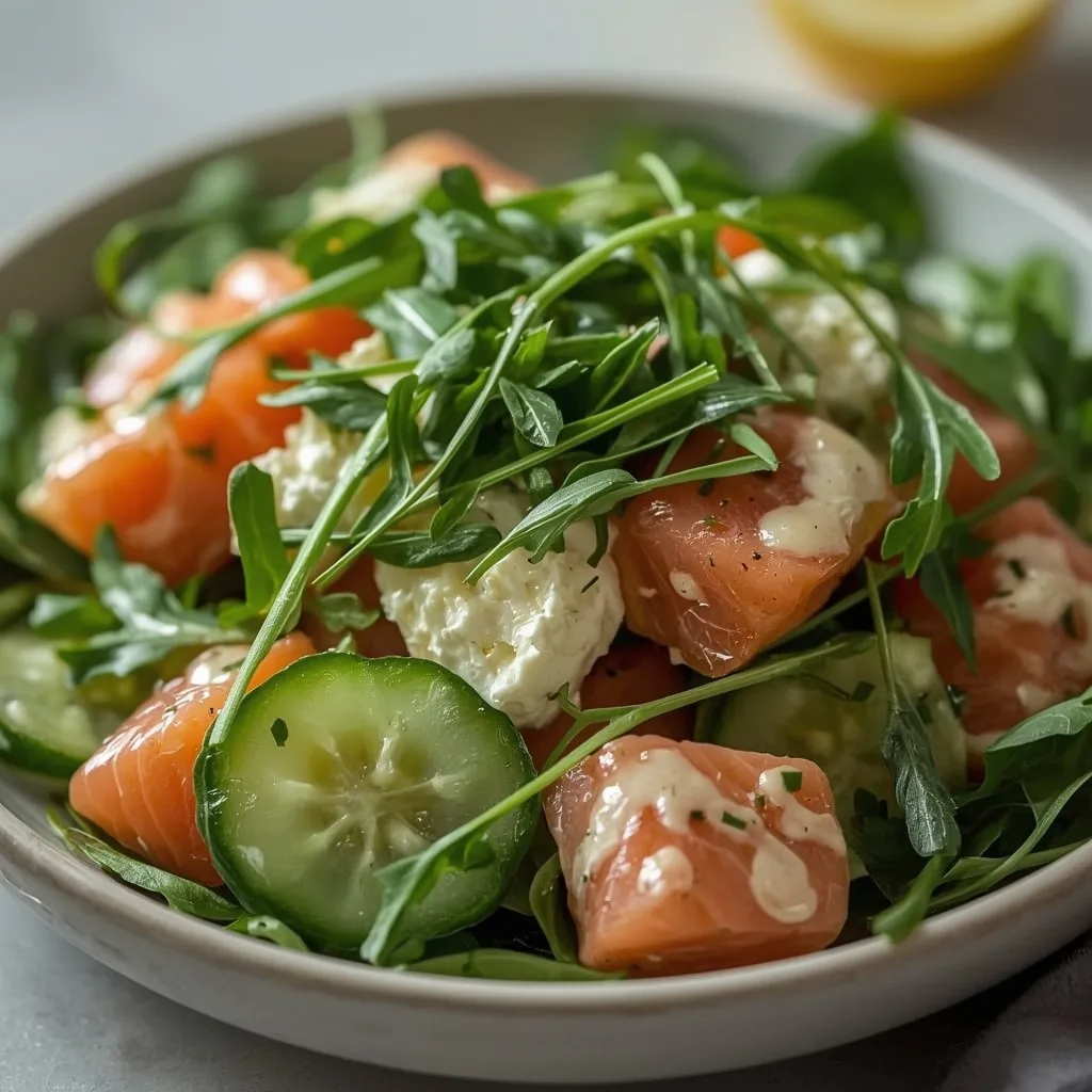 High Protein Cottage Cheese Salad with Smoked Salmon
