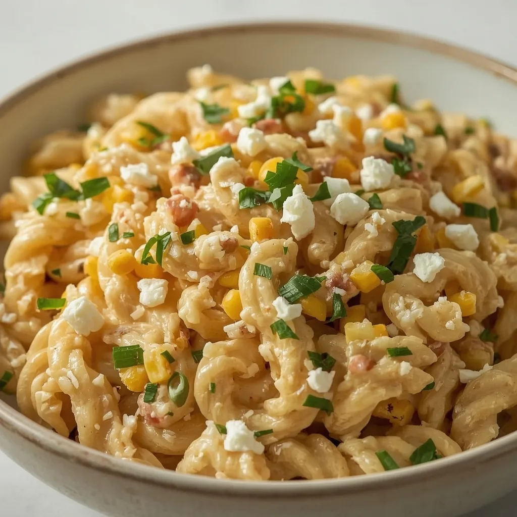 High Protein Creamy Street Corn Pasta Salad