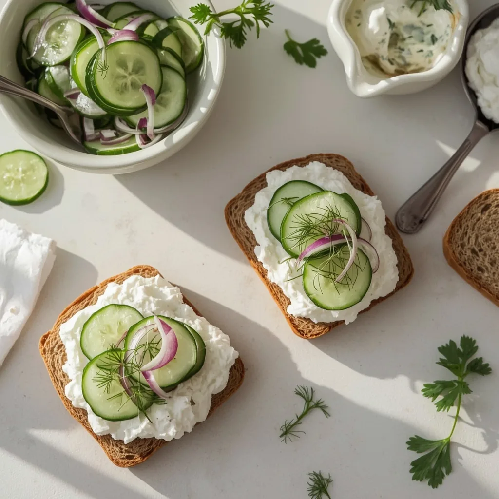 High Protein Cucumber Salad Sandwiches