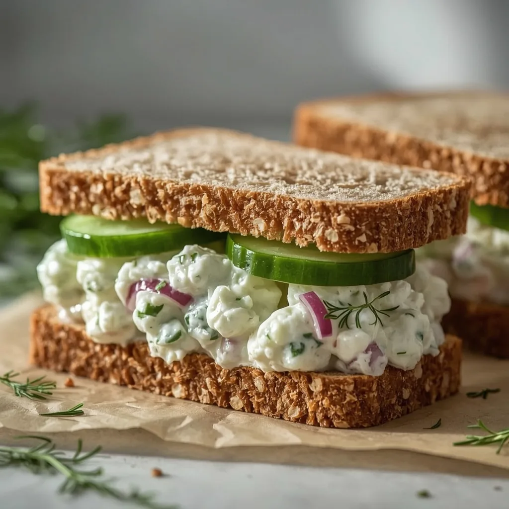 High Protein Cucumber Salad Sandwiches