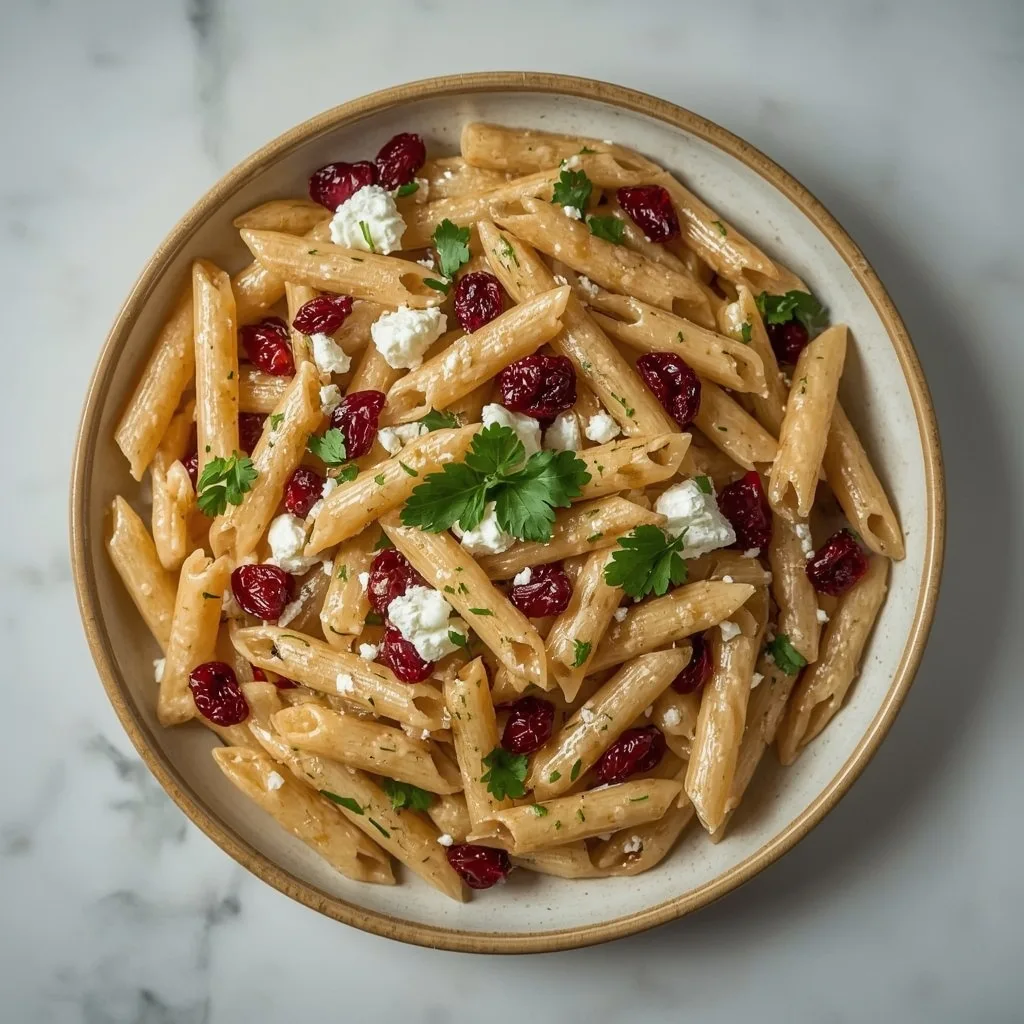 High Protein Feta Cranberry Penne Salad