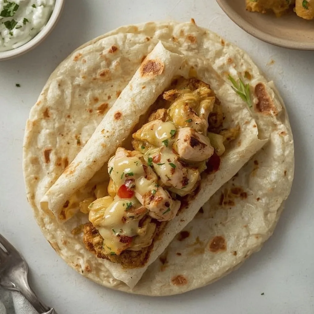 High Protein Low Carb Cheesy Garlic Chicken Wraps