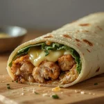 High Protein Low Carb Cheesy Garlic Chicken Wraps - recipe card