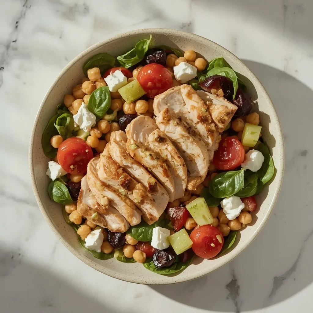 High Protein Mediterranean Chickpea Chicken Salad