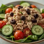 High Protein Mediterranean Tuna Salad - recipe card