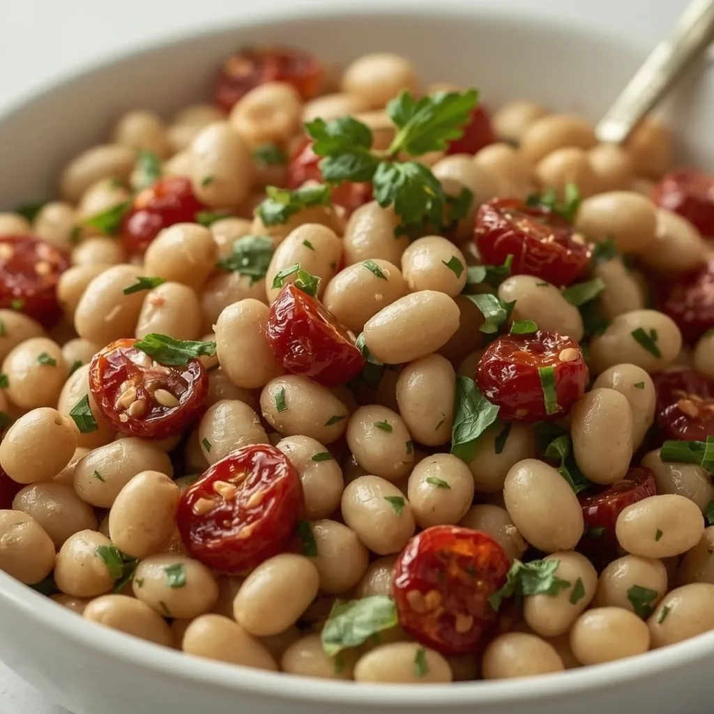 High Protein Sun Dried Tomato Cannellini Bean Salad