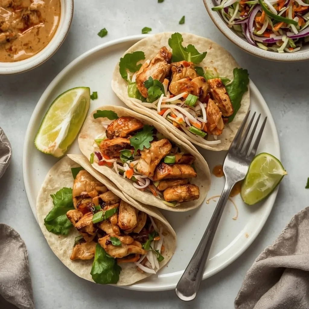 High Protein Thai Chicken Wrap with Crunchy Asian Slaw