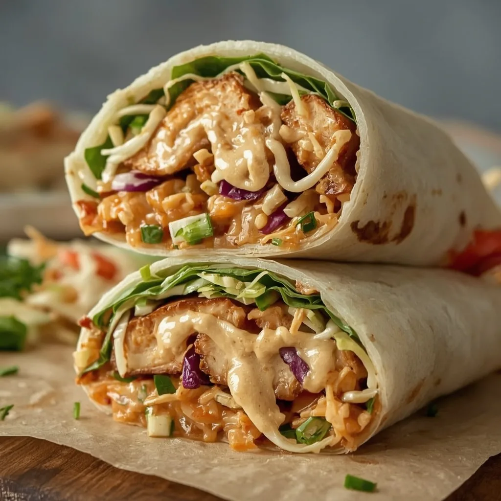High Protein Thai Chicken Wrap with Crunchy Asian Slaw