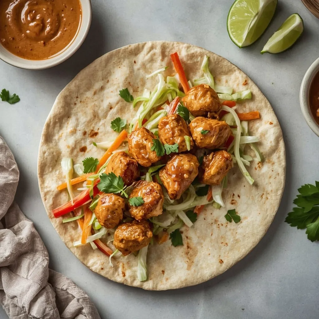 High Protein Thai Peanut Chicken Wraps