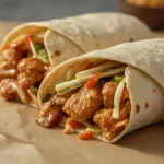 High Protein Thai Peanut Chicken Wraps - recipe card