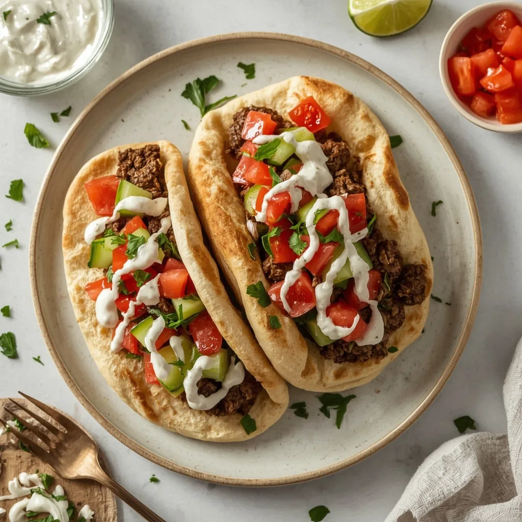 Middle Eastern Ground Beef Pita Sandwich