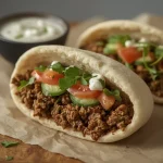 Middle Eastern Ground Beef Pita Sandwich - recipe card
