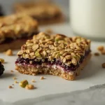 High Protein Blackberry Pistachio Dream Bars - recipe card