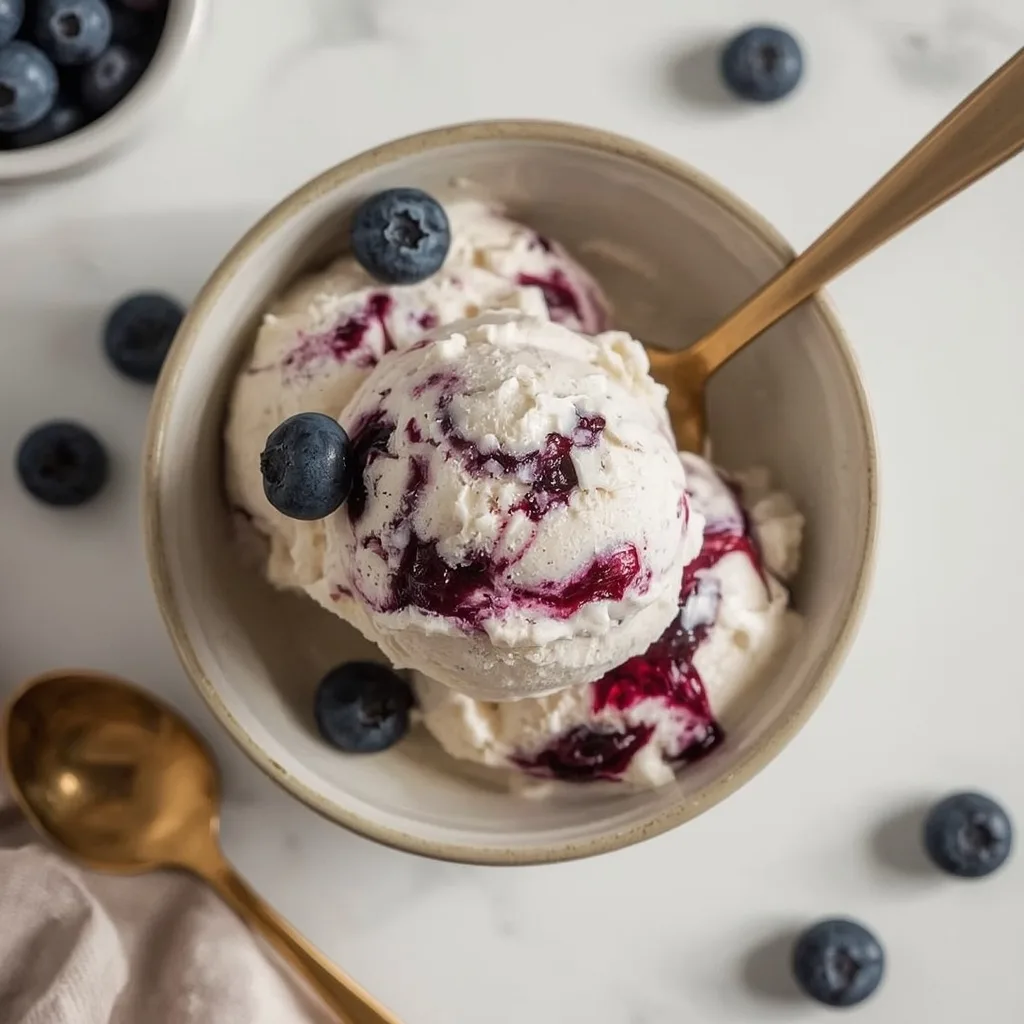 High Protein Blueberry Cheesecake Cottage Cheese Ice Cream