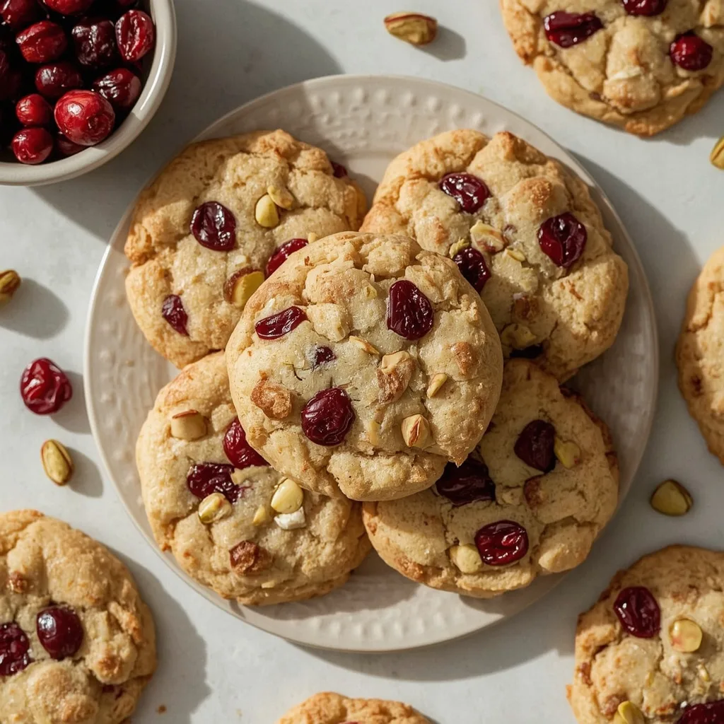 High Protein Cranberry Pistachio Shortbread Cookies