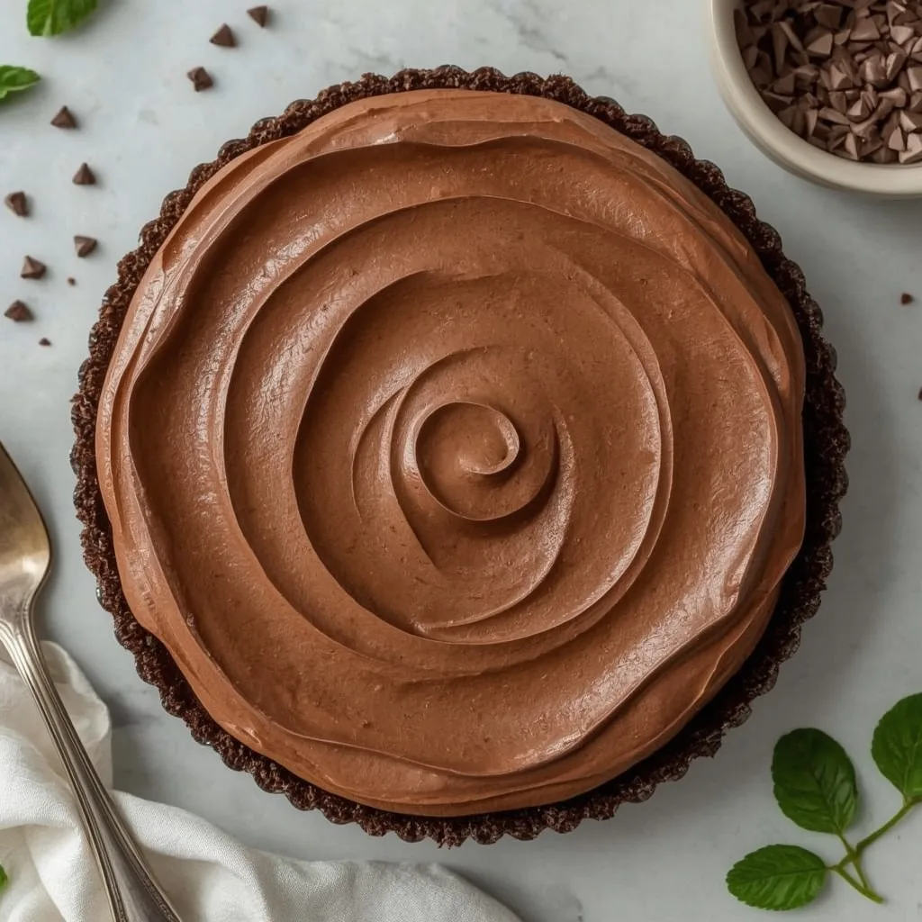 High Protein Dark Chocolate Peppermint Mousse Tart