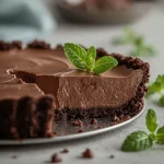 High Protein Dark Chocolate Peppermint Mousse Tart - recipe card