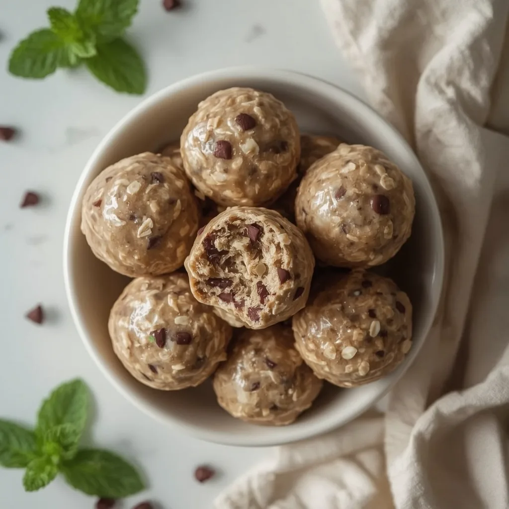 High Protein Mint Chocolate Chip Protein Balls