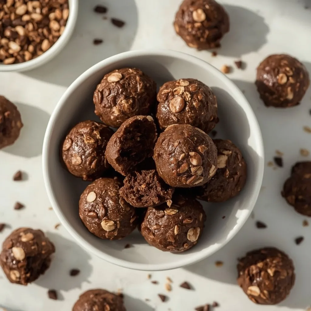 High Protein No Bake Brownie Protein Bites