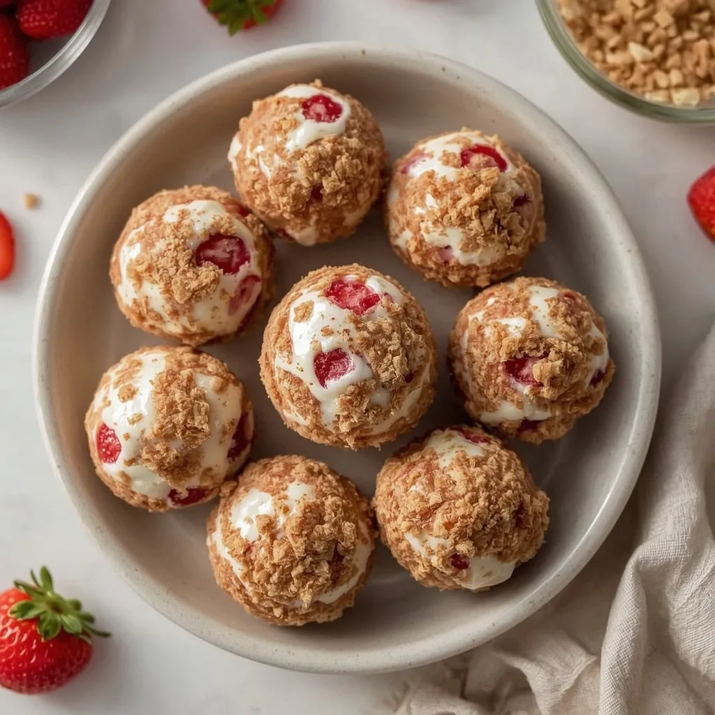 High Protein Strawberry Cheesecake Balls