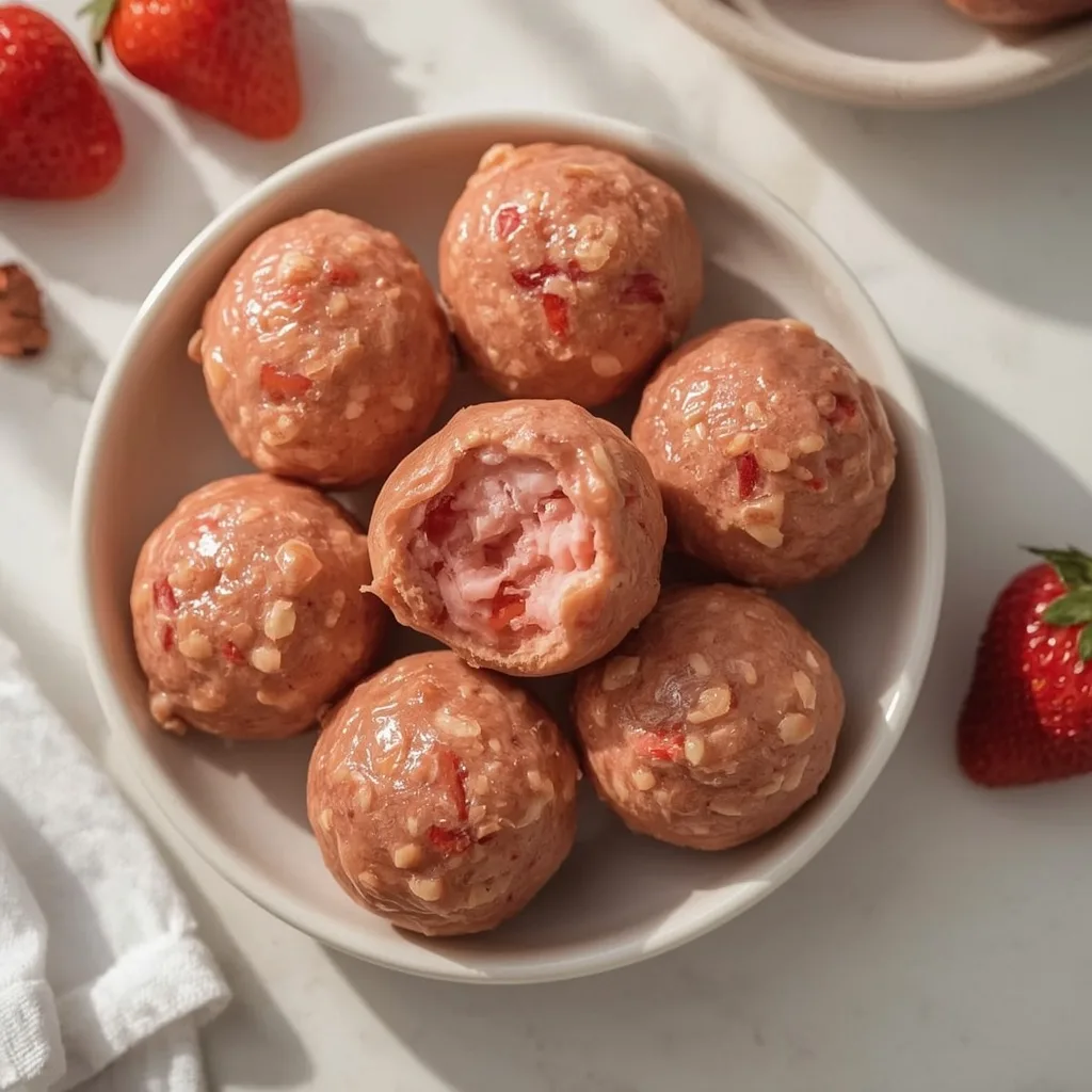 High Protein Strawberry Cheesecake Protein Balls