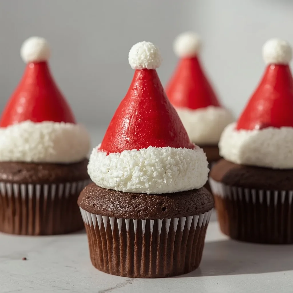 Protein-Packed Santa Hat Chocolate Cupcakes