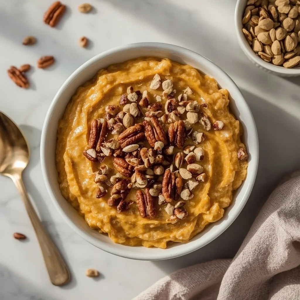 30g Protein Sweet Potato Pie Overnight Oats with Pecans