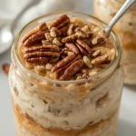 30g Protein Sweet Potato Pie Overnight Oats with Pecans - recipe card