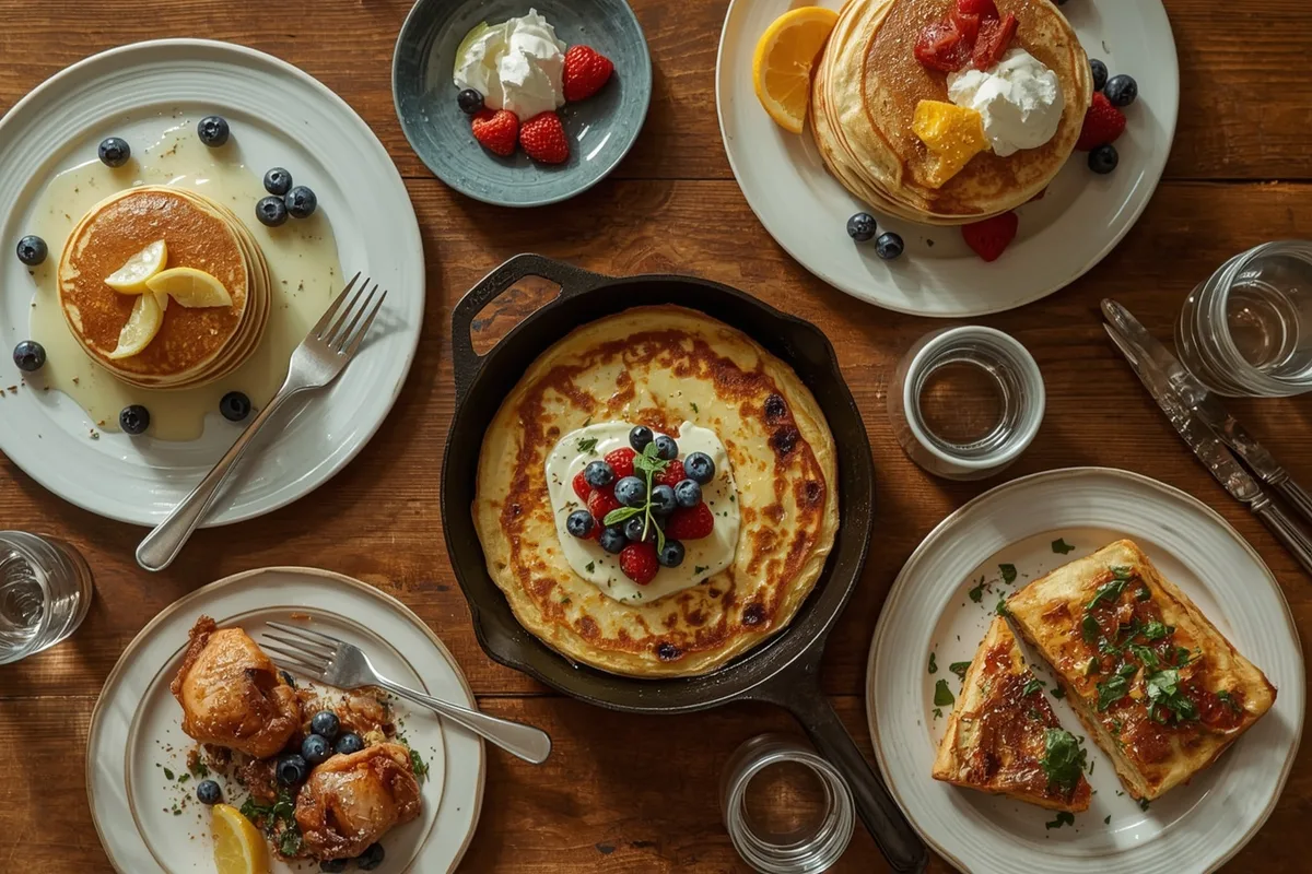 Easy 30-minute high-protein weekend breakfasts including ricotta pancakes, a Dutch baby, salmon frittata and chicken and waffles